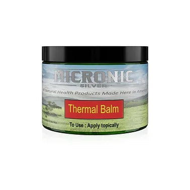 Micronic Silver Thermal Balm jar for topical use, natural health wellness product