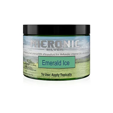 Micronic Silver Emerald Ice topical cream jar with green landscape label