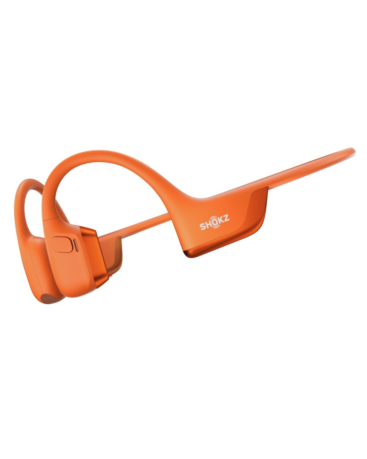Open-ear SHOKZ New OpenRun Pro 2 bone conduction headphones with reflective strip and secure fit for running and workouts.