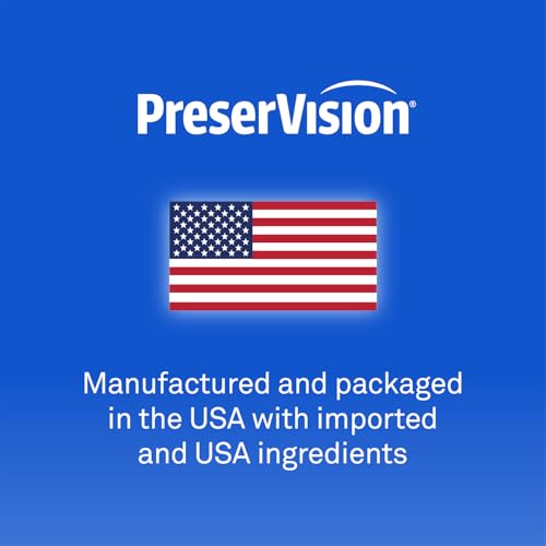 Old World Hub PreserVision AREDS 2 eye vitamins softgels with lutein, zeaxanthin, vitamins C, E, zinc, and copper in a bottle
