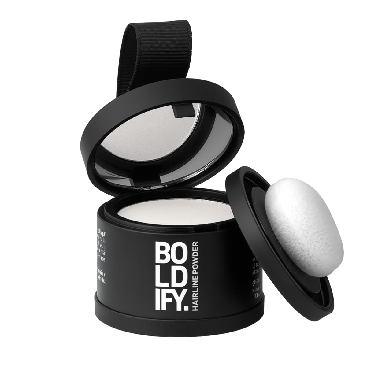 Old World Hub BOLDIFY Hairline Powder for root touch-up, gray coverage, and bald spot concealment in dark brown color.