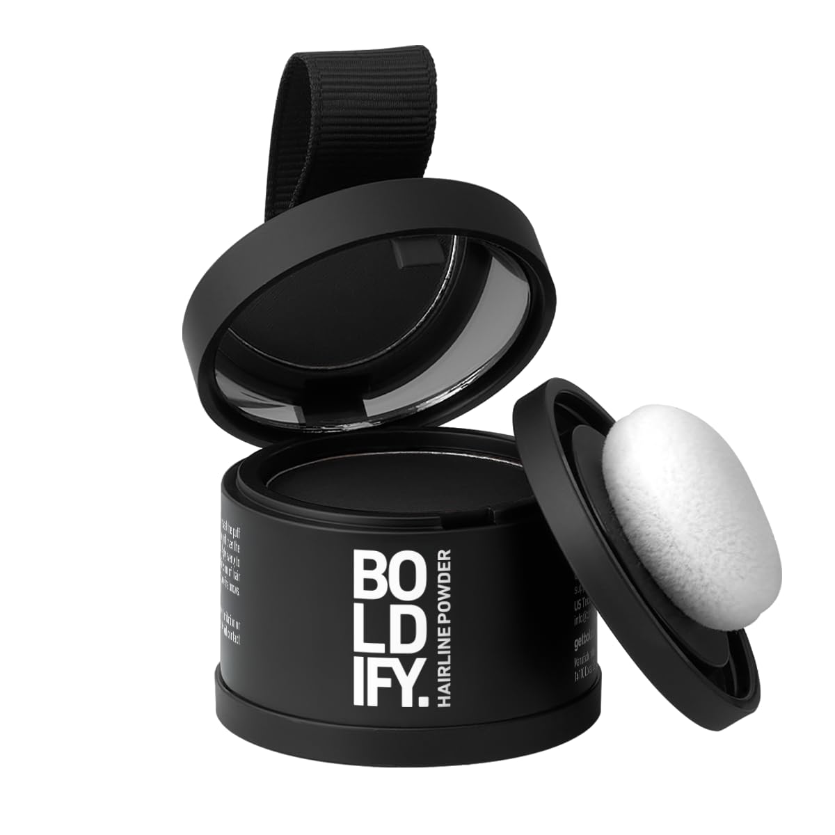 Old World Hub Boldify Hairline Powder for root touch-up and gray coverage, dark brown, conceals bald spots, stain-proof for 24 hours.