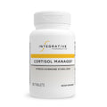 Integrative Therapeutics Cortisol Manager supplement tablets with ashwagandha and L-theanine for stress support and relaxation.
