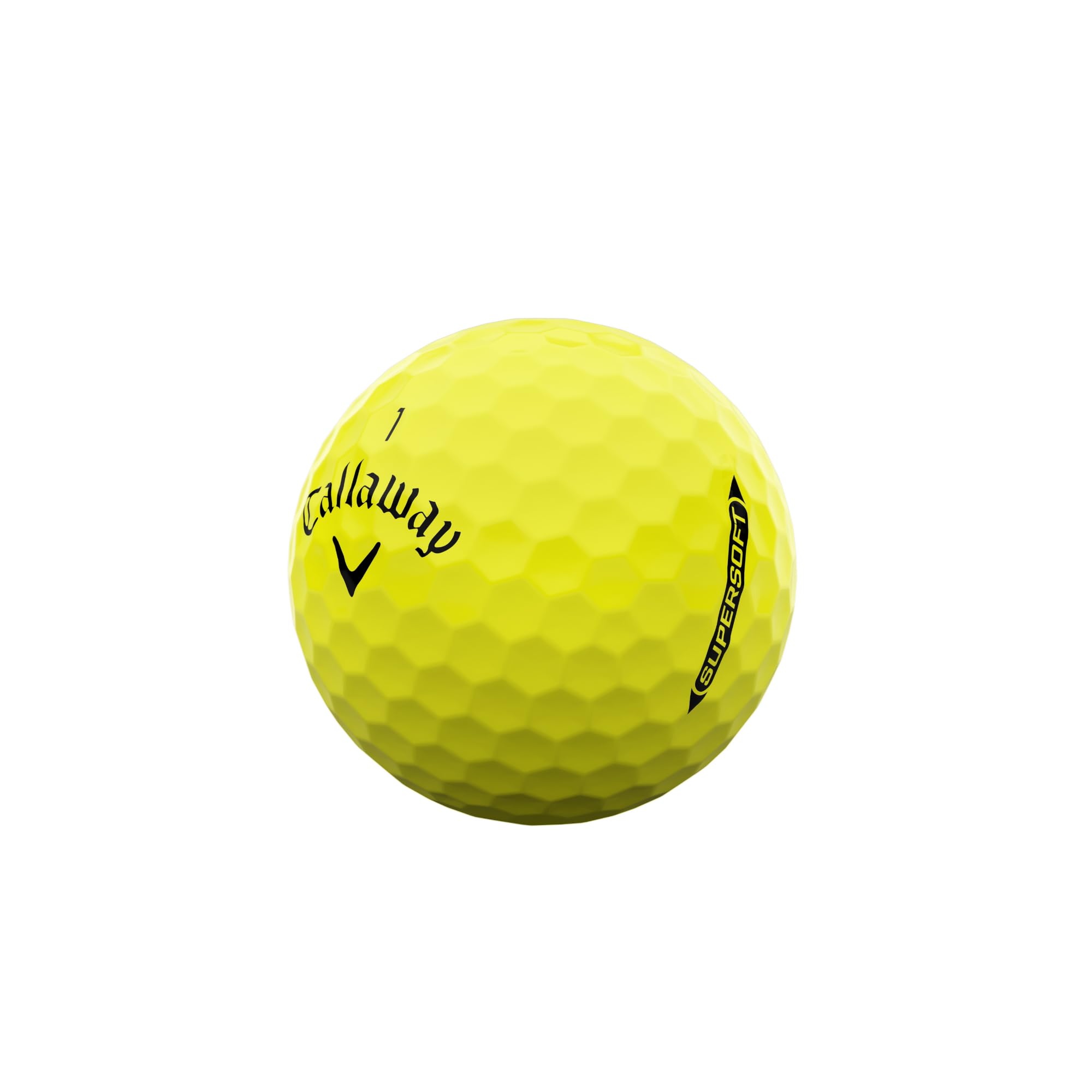 Callaway Supersoft golf balls for 2025, featuring smooth white design and branding, shown in close-up image.