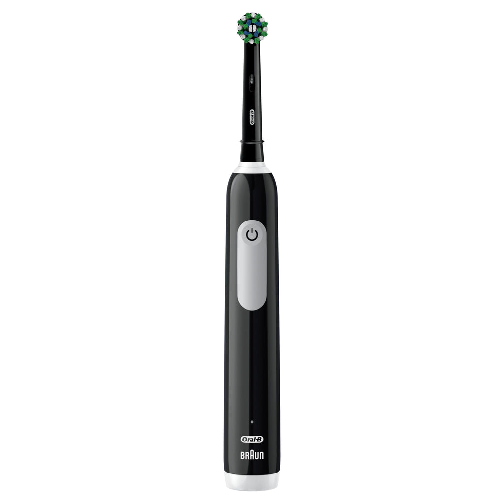 Black Oral-B Pro 1000 rechargeable electric toothbrush with ergonomic handle and brush head for effective cleaning.