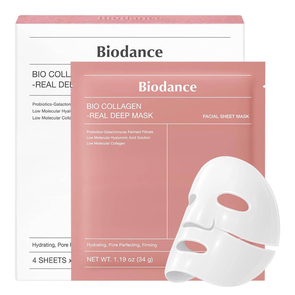 Old World Hub BIODANCE Bio-Collagen Real Deep Mask, hydrating overnight hydrogel face mask with pore-minimizing and skin-plumping effects