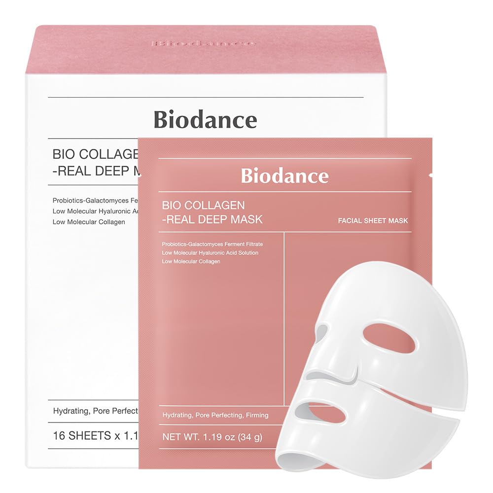 Old World Hub BIODANCE Bio-Collagen Real Deep Mask hydrating overnight hydrogel face mask for pore minimization and skin elasticity.