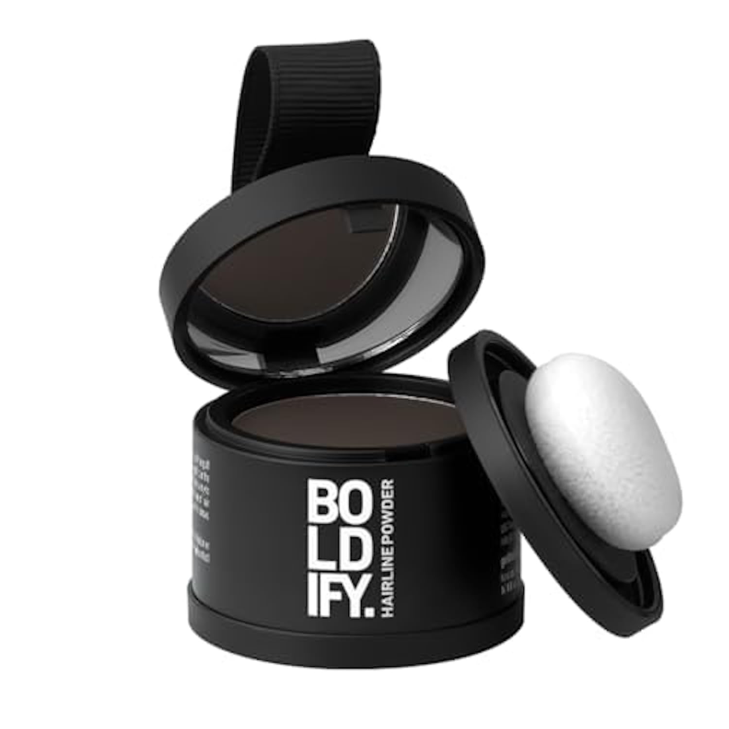 Old World Hub Boldify Hairline Powder in dark brown for root touch-up, gray coverage, and concealing bald spots on hair.