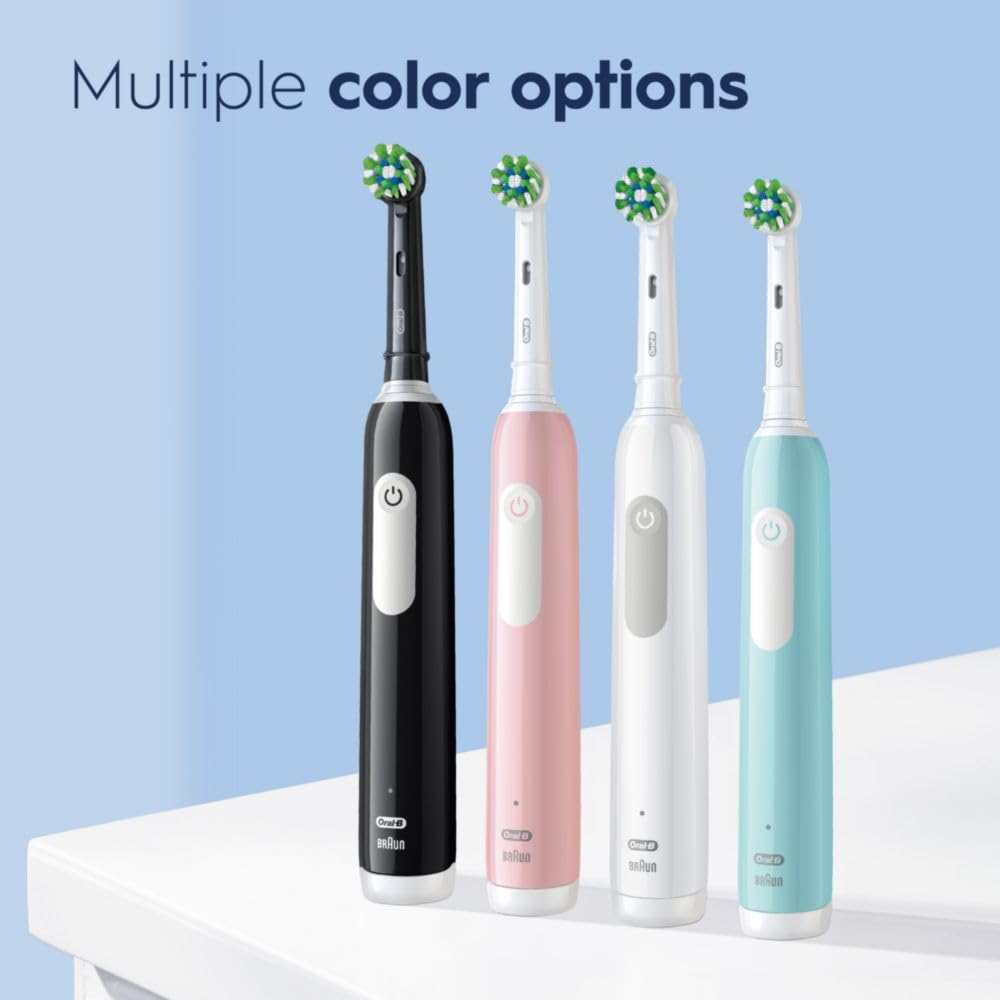 Black Oral-B Pro 1000 rechargeable electric toothbrush with ergonomic handle and replaceable brush head.
