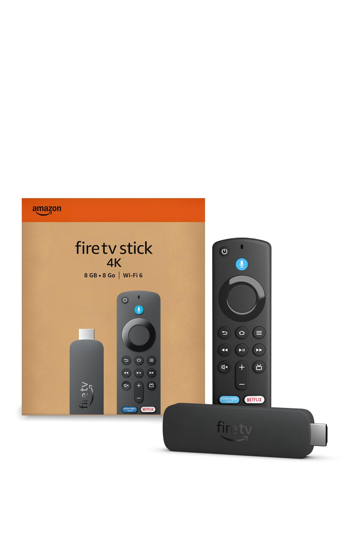 Amazon Fire TV Stick 4K Plus with Alexa+ and Wi-Fi 6, streaming over 1.8 million movies, shows, free TV, and AI-powered search.
