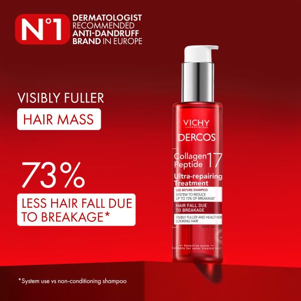 Old World Hub Dercos Collagen Peptide 17 Ultra-Repairing Hair Treatment bottle, 150ml, anti-hair fall pre-shampoo bond repair.