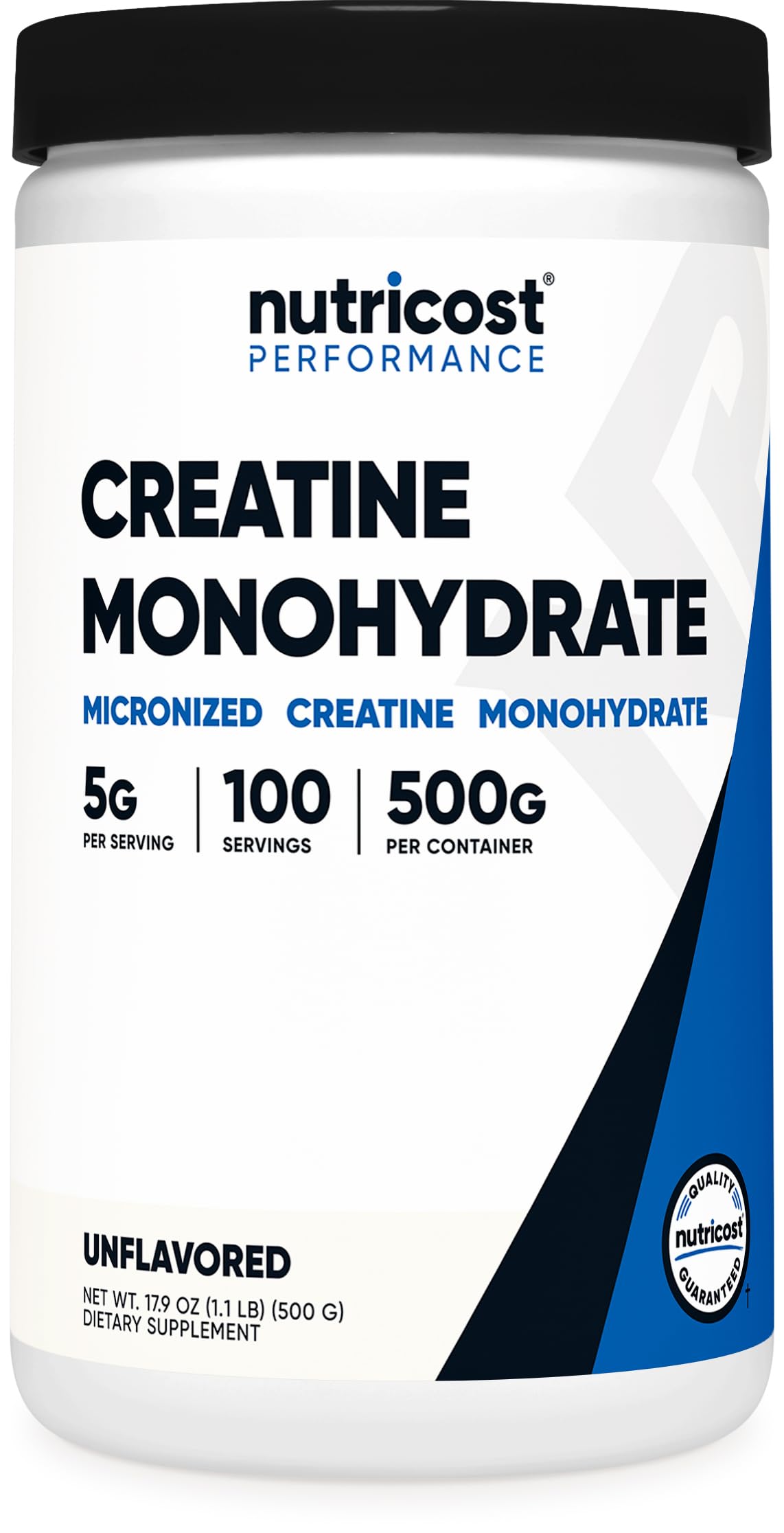 Old World Hub Nutricost Creatine Monohydrate Micronized Powder in 17.9 oz container, showing the white powder and label.