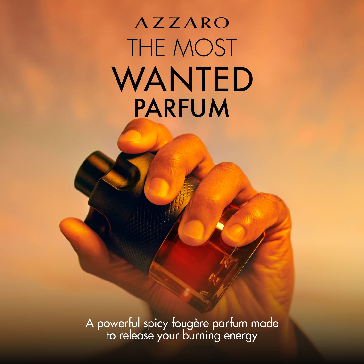 Azzaro The Most Wanted Intense men's cologne bottle with spicy, seductive fragrance, perfect for date night, showcasing sleek design.