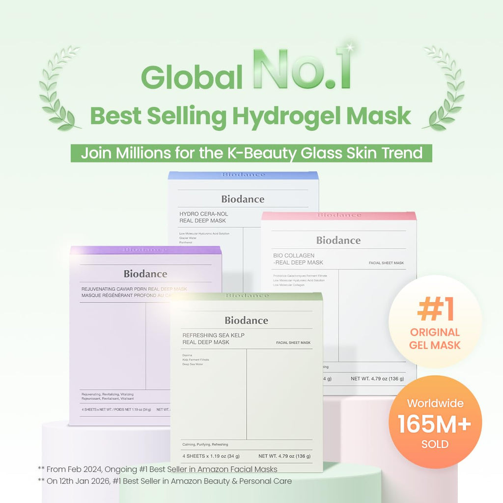 Old World Hub BIODANCE Bio-Collagen Real Deep Mask hydrating overnight hydrogel face mask with pore minimizing and skin plumping features.