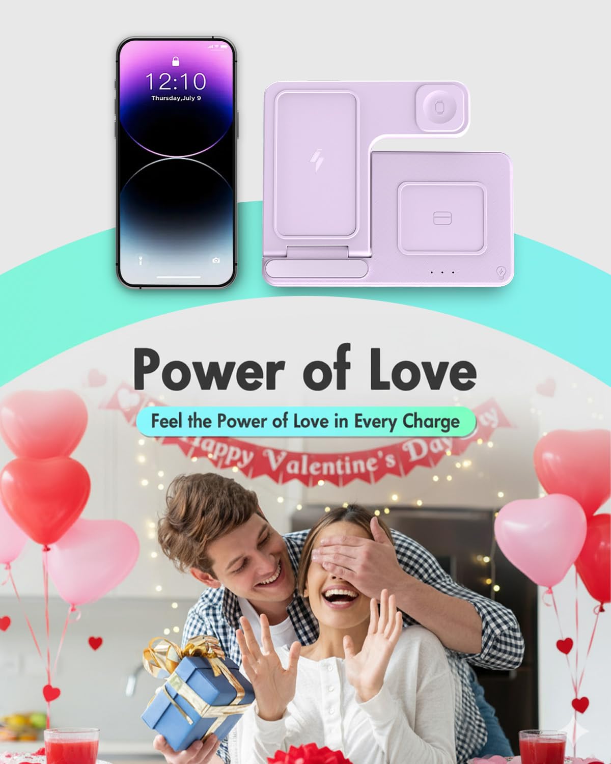 Old World Hub 3-in-1 wireless charger station with iPhone, Apple Watch, and AirPods charging pads, black stand with multiple device slots.