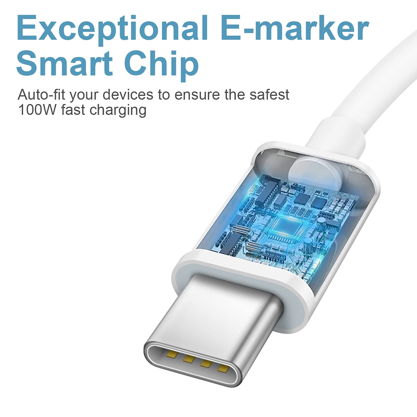 Fast charging USB C charger block with 6ft cable for iPhone 15, 16, 17 models and iPad Pro, compatible with Air and Pro Max.