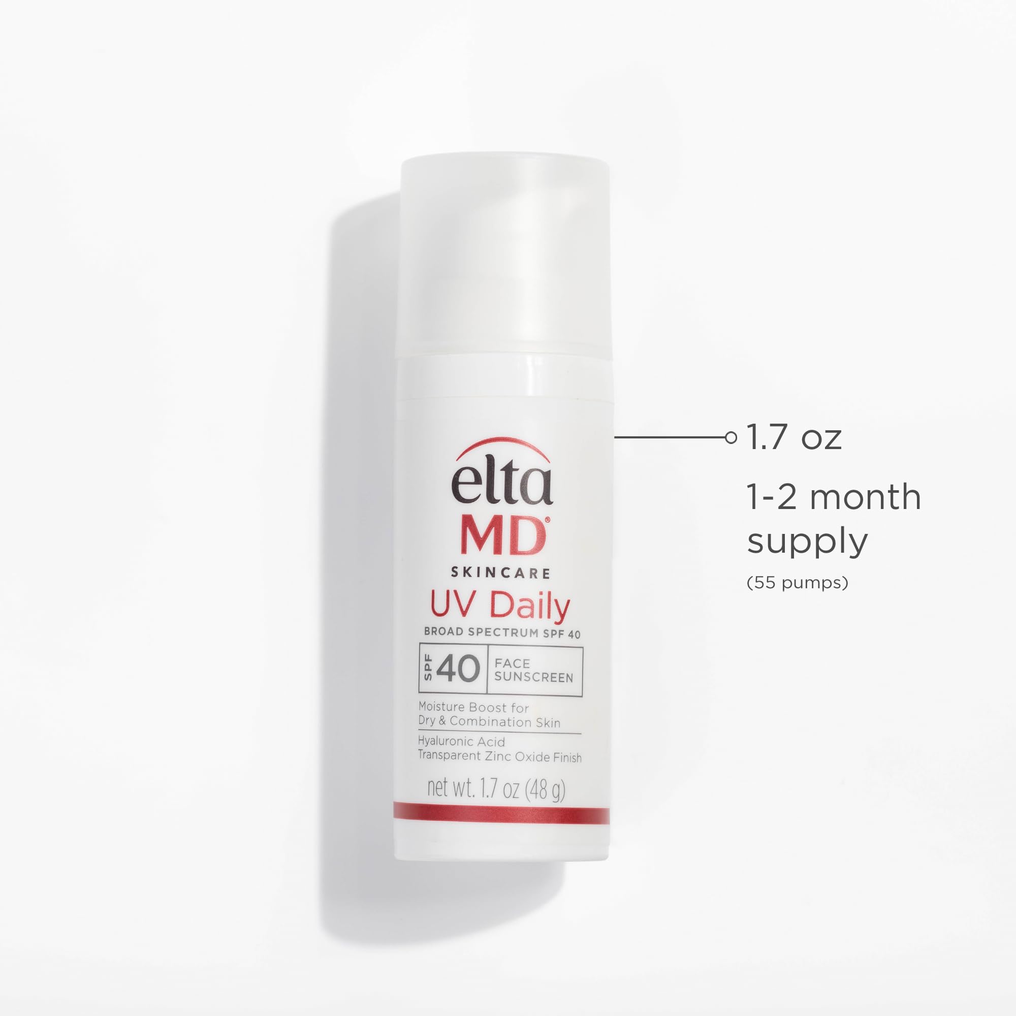 EltaMD UV Daily face sunscreen moisturizer with zinc oxide, suitable for dry, combination, and normal skin types.