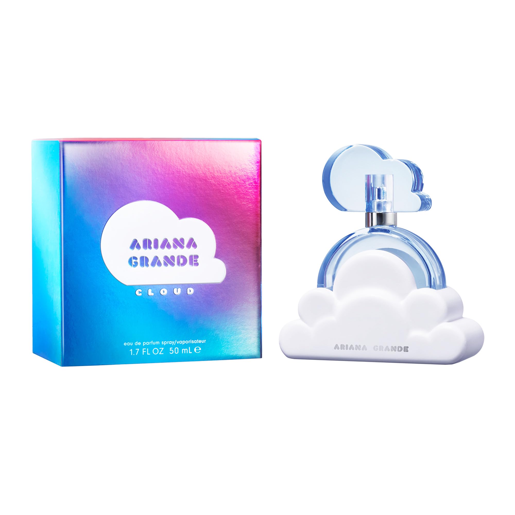 Ariana Grande Cloud Eau de Parfum bottle with lavender, coconut, vanilla, and pear notes, designed for women, by Old World Hub.