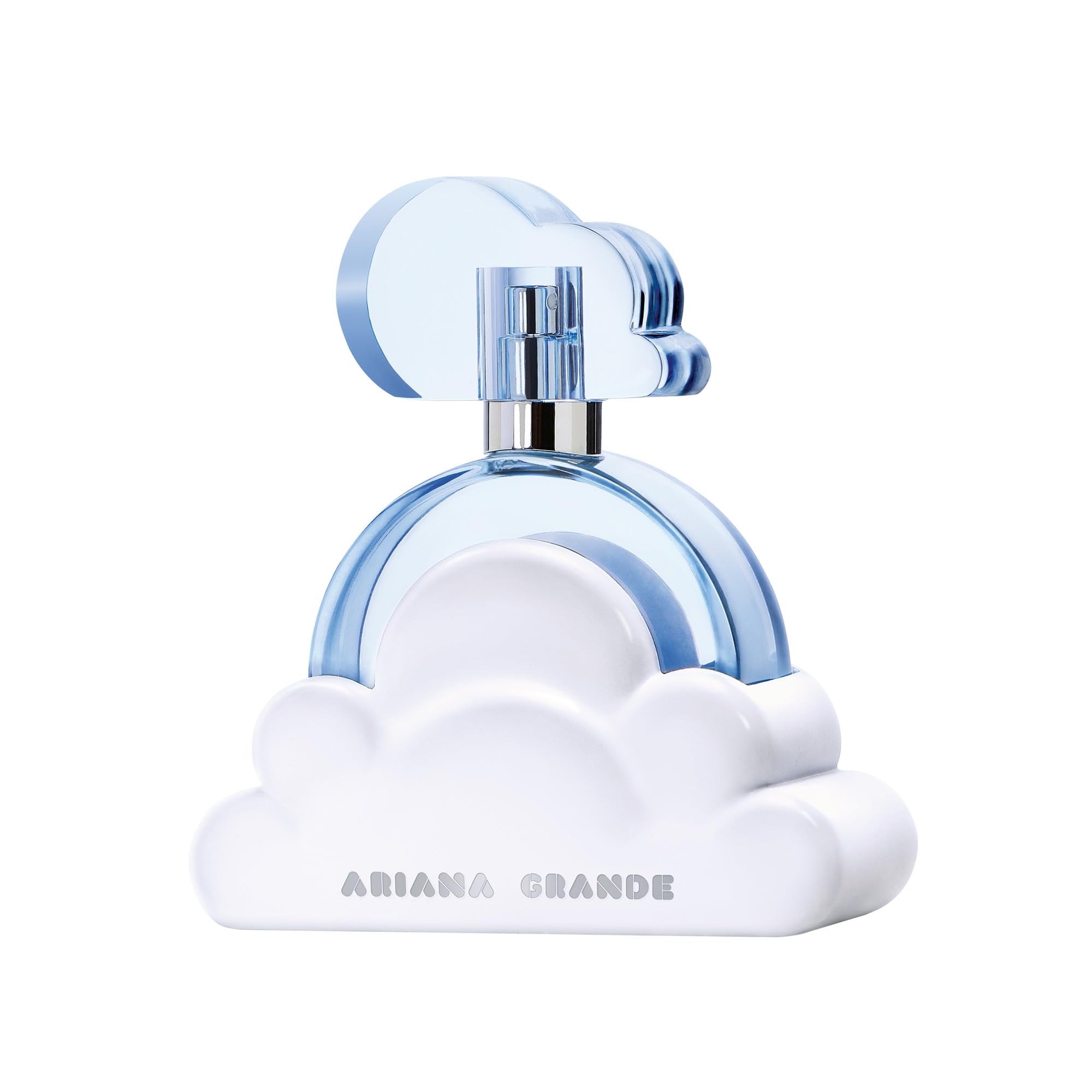 Old World Hub Ariana Grande Cloud Eau de Parfum bottle featuring lavender, coconut, vanilla, and pear notes, warm gourmand fragrance for women