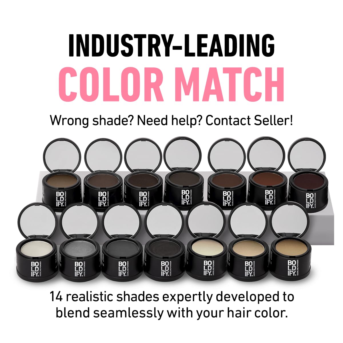 Old World Hub BOLDIFY Hairline Powder for root touch-up, gray coverage, bald spot concealment, dark brown, stain-proof, 24-hour wear