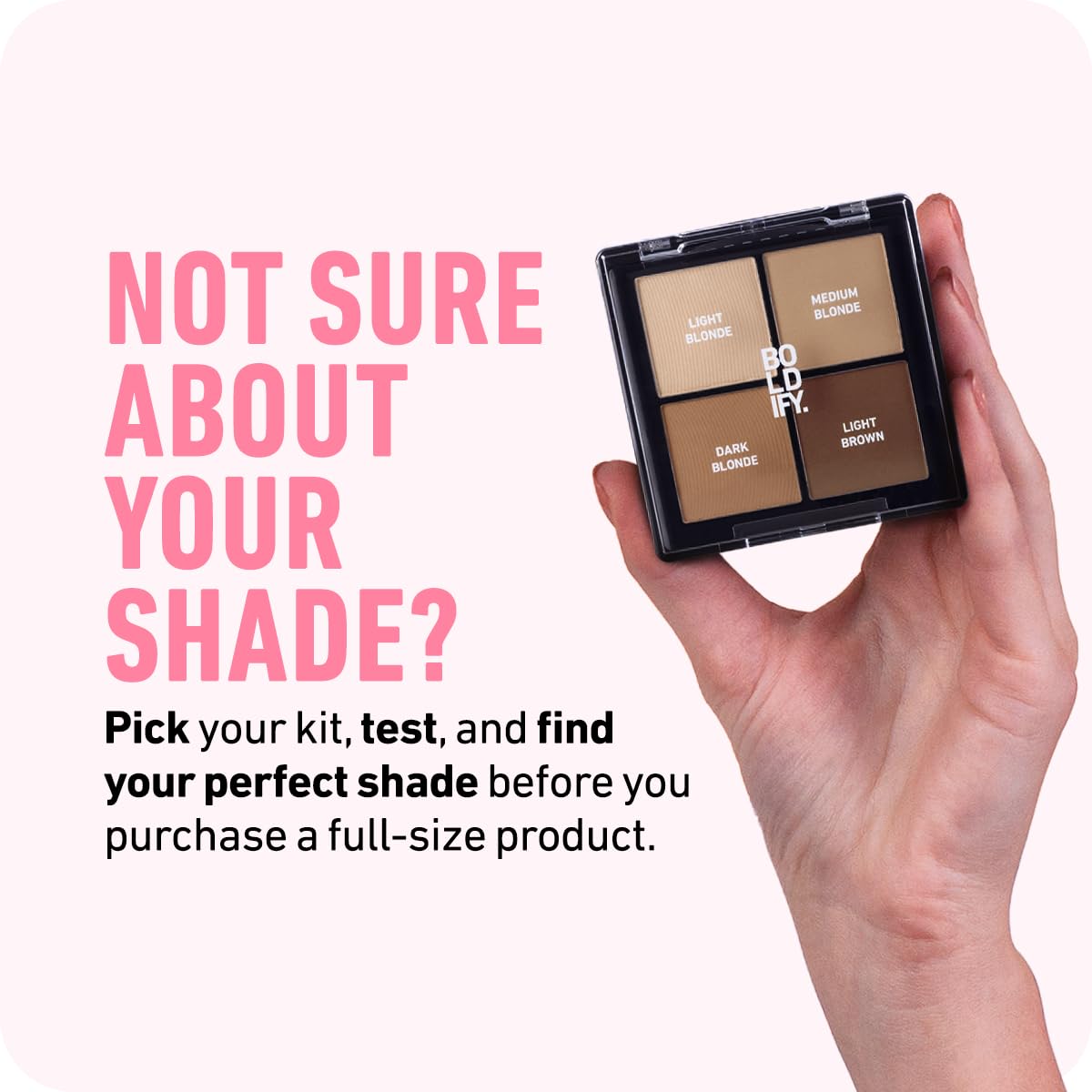 Old World Hub BOLDIFY Hairline Powder for root touch-up, gray coverage, and bald spot concealment in dark brown shade.