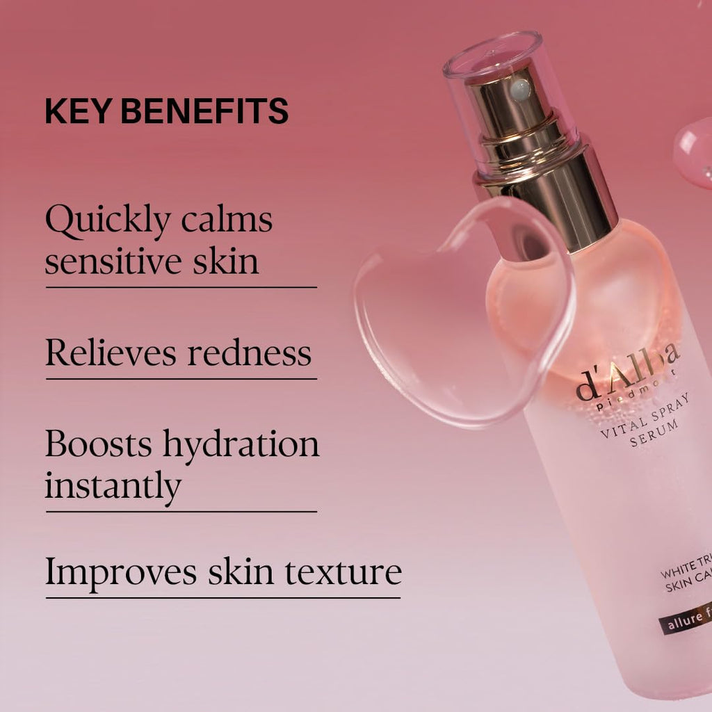 Old World Hub d'alba Piedmont Italian White Truffle Serum in spray bottle, vegan, lightweight face moisturizer, radiant glow skincare.