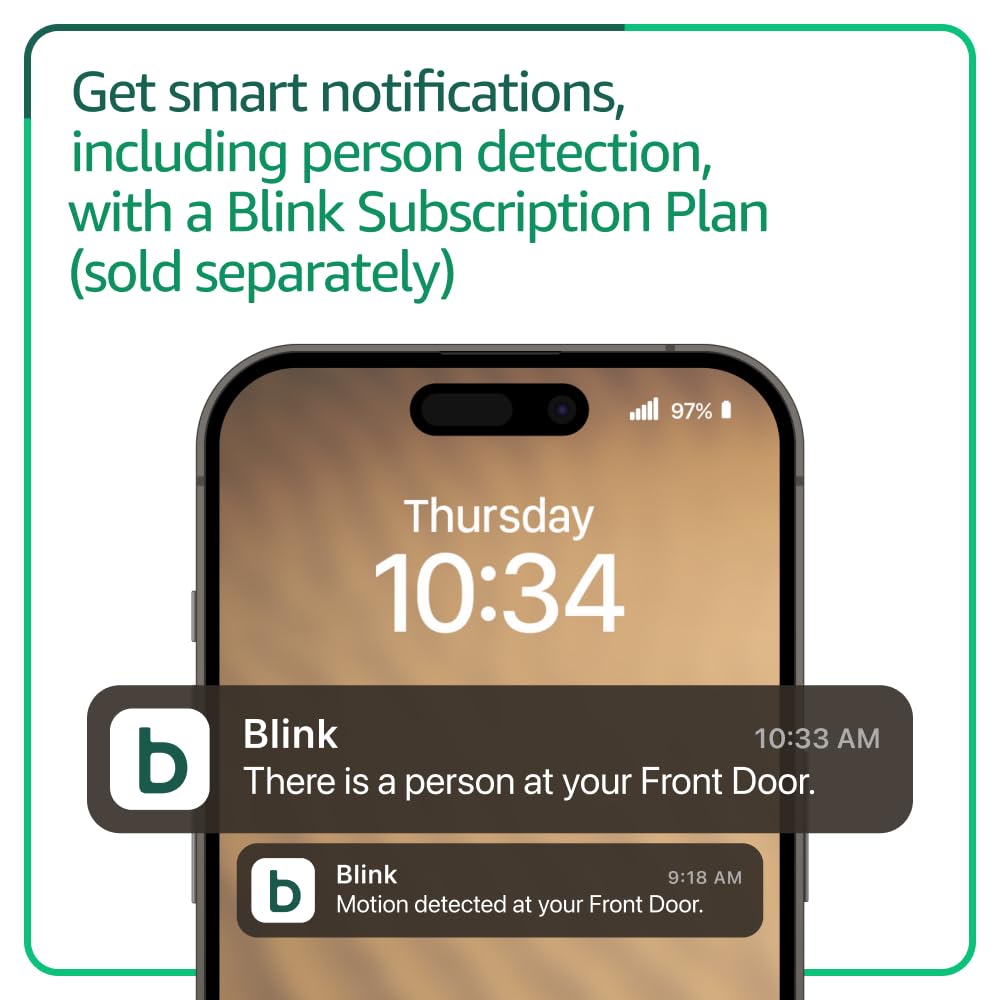 Old World Hub Blink Video Doorbell in black showing head-to-toe HD view and sleek design, with installation details visible