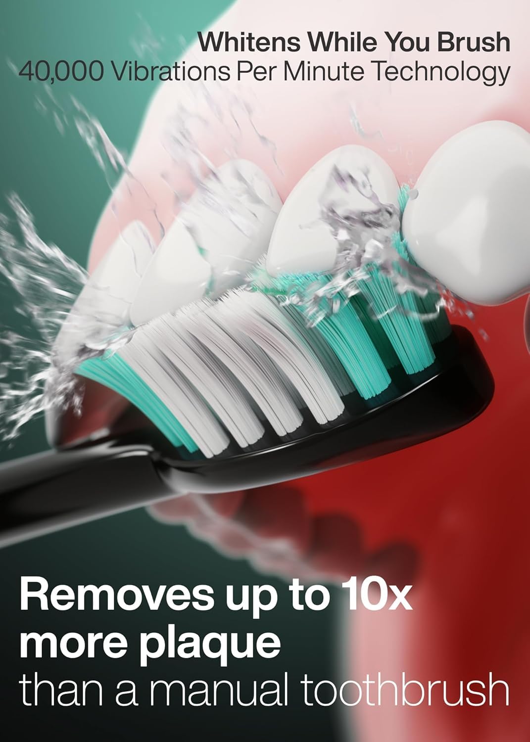 Old World Hub Aquasonic Black Series electric toothbrush with 8 brush heads, travel case, and smart timer, featuring 40,000 VPM motor.