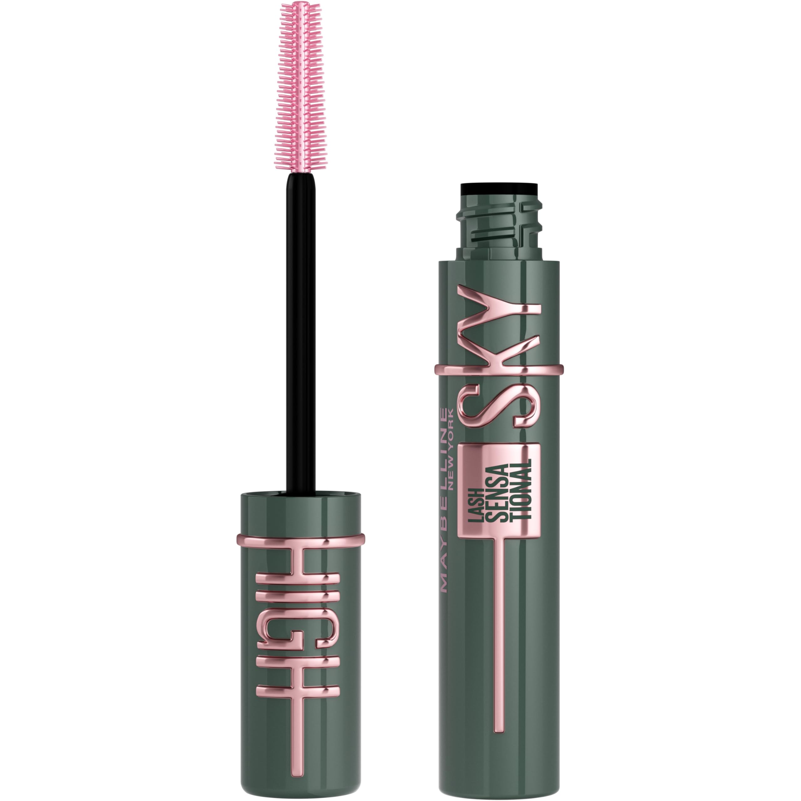 Maybelline Lash Sensational Sky High Washable Mascara with black finish, volumizes, lengthens, defines, and curls lashes.