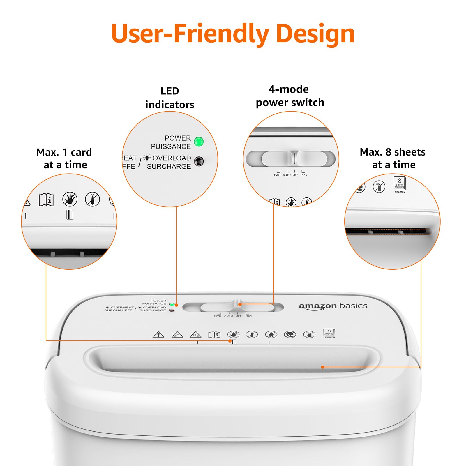 Old World Hub Amazon Basics high security cross cut paper shredder with auto shut-off in black, capable of shredding credit cards.