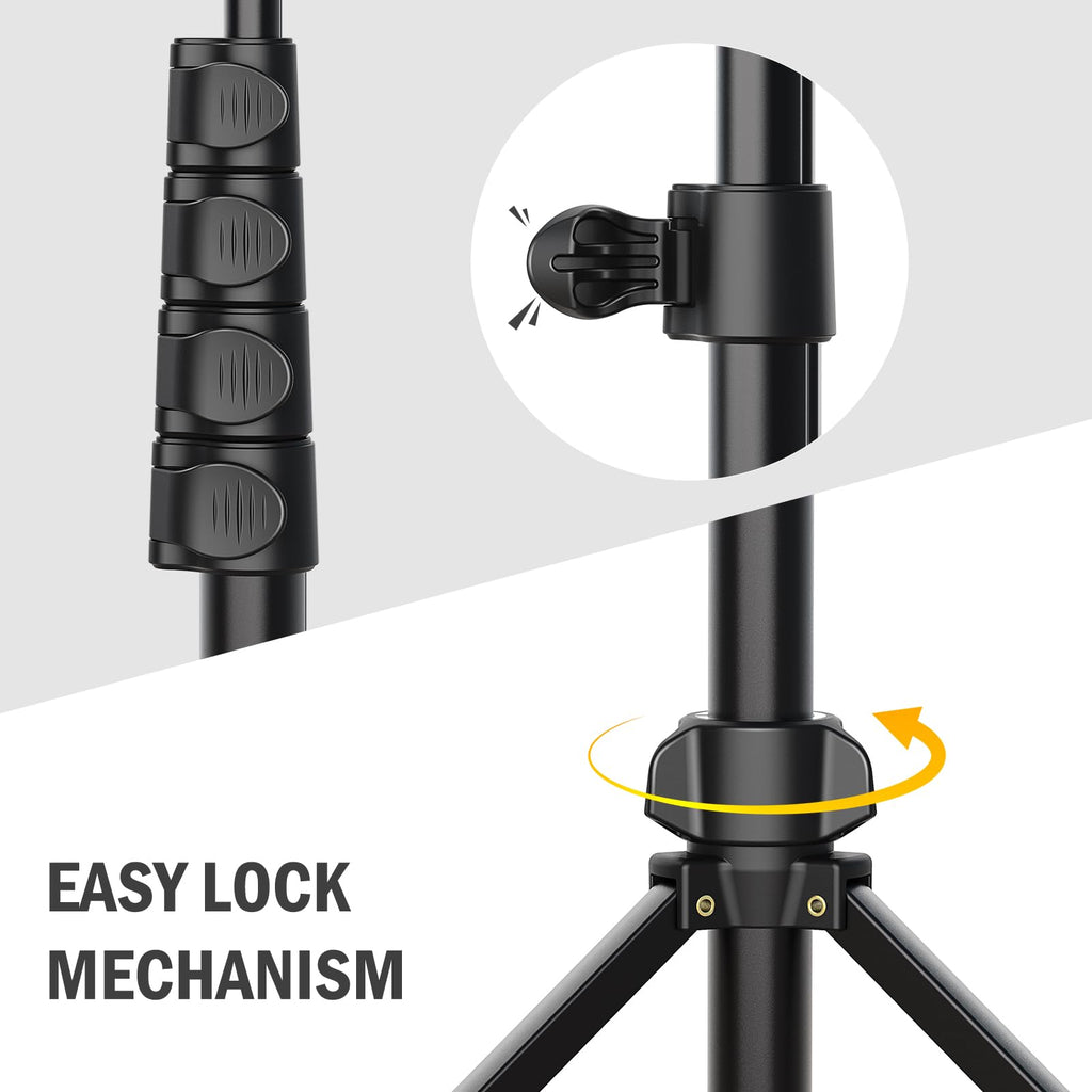 Old World Hub Store Liphisy 64-inch tripod with phone holder, remote, adjustable height, and multi-angle for selfies and video recording.