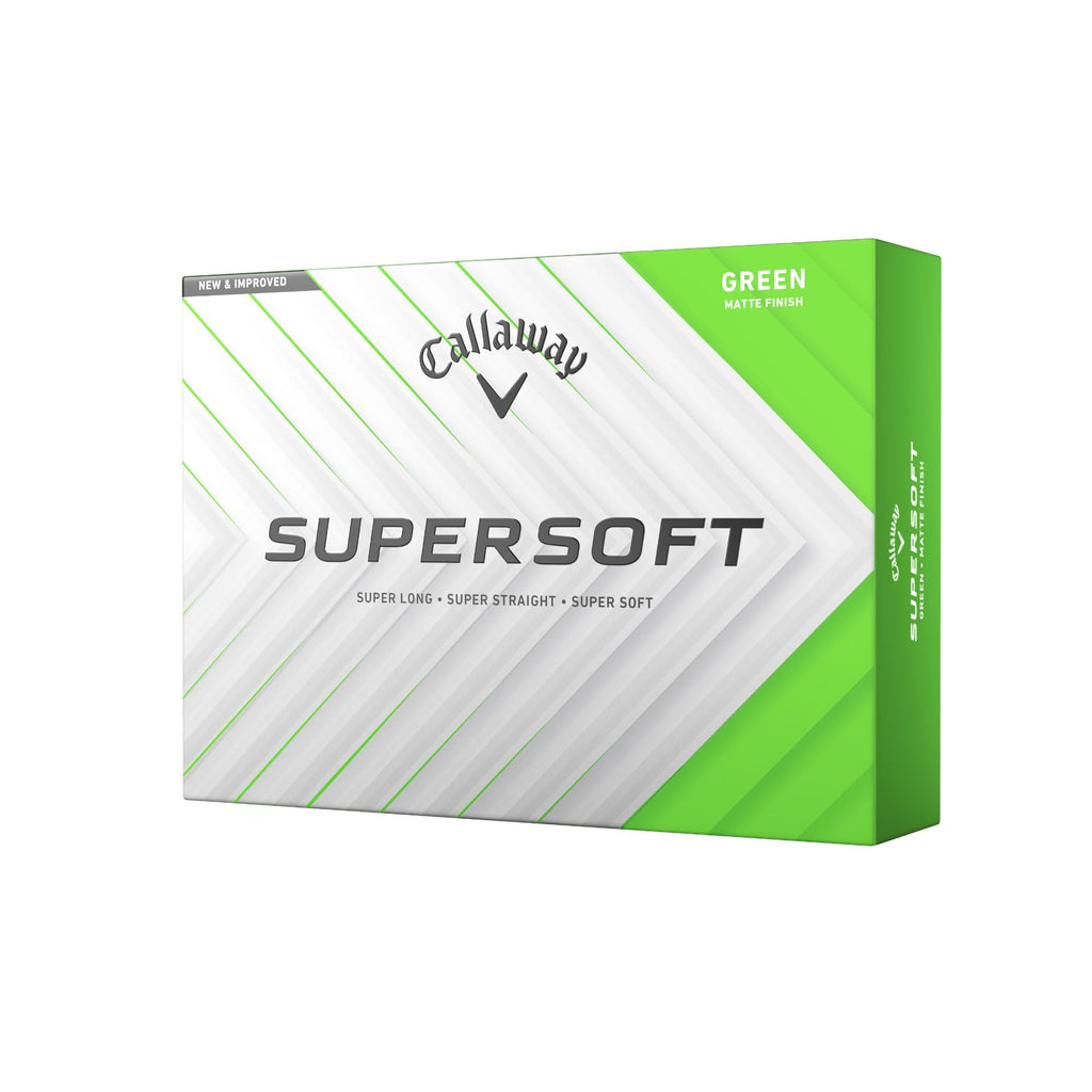 Old World Hub Callaway Golf Supersoft 2025 golf balls with colorful packaging and multiple balls inside the box.