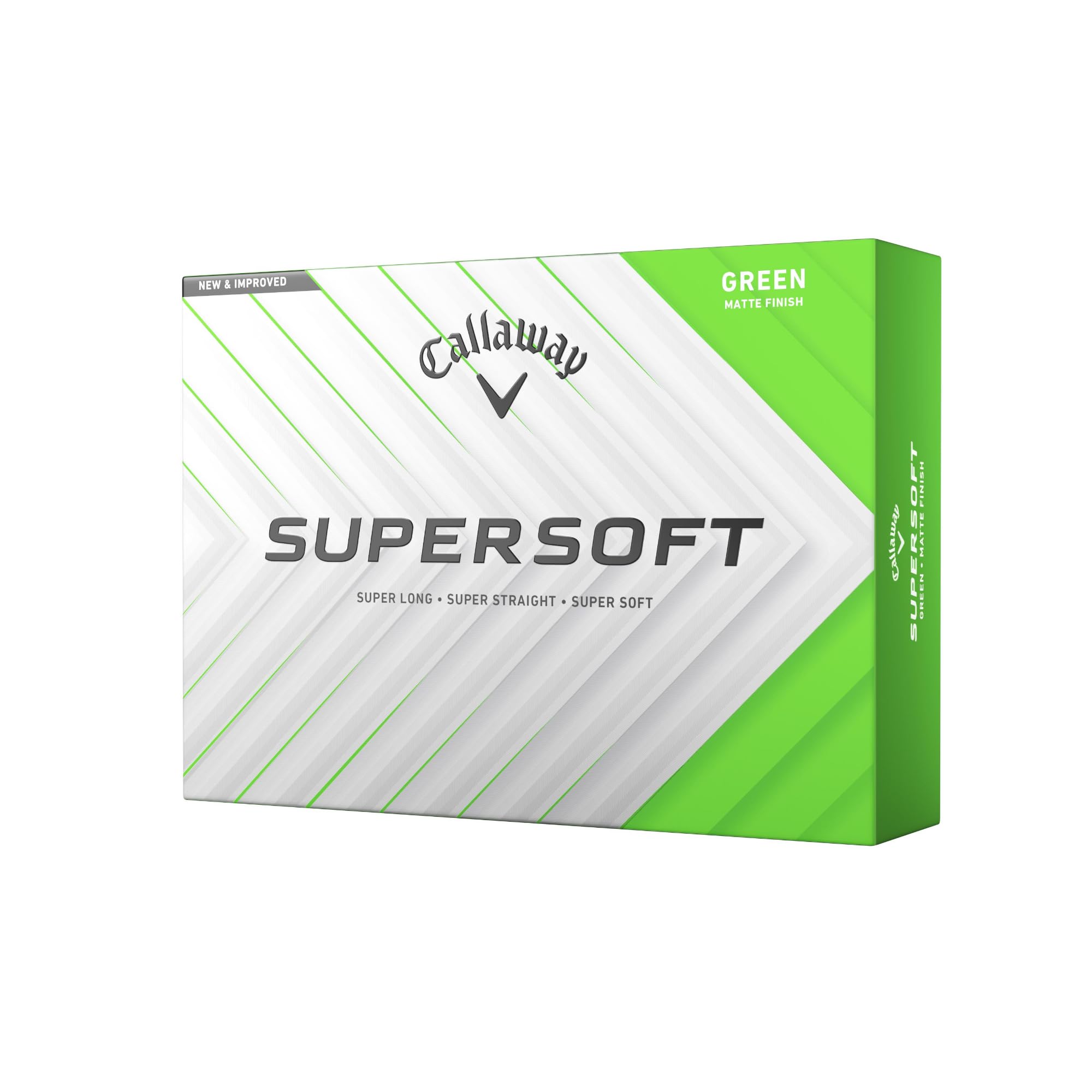 Old World Hub Callaway Golf Supersoft 2025 golf balls with colorful packaging and multiple balls inside the box.