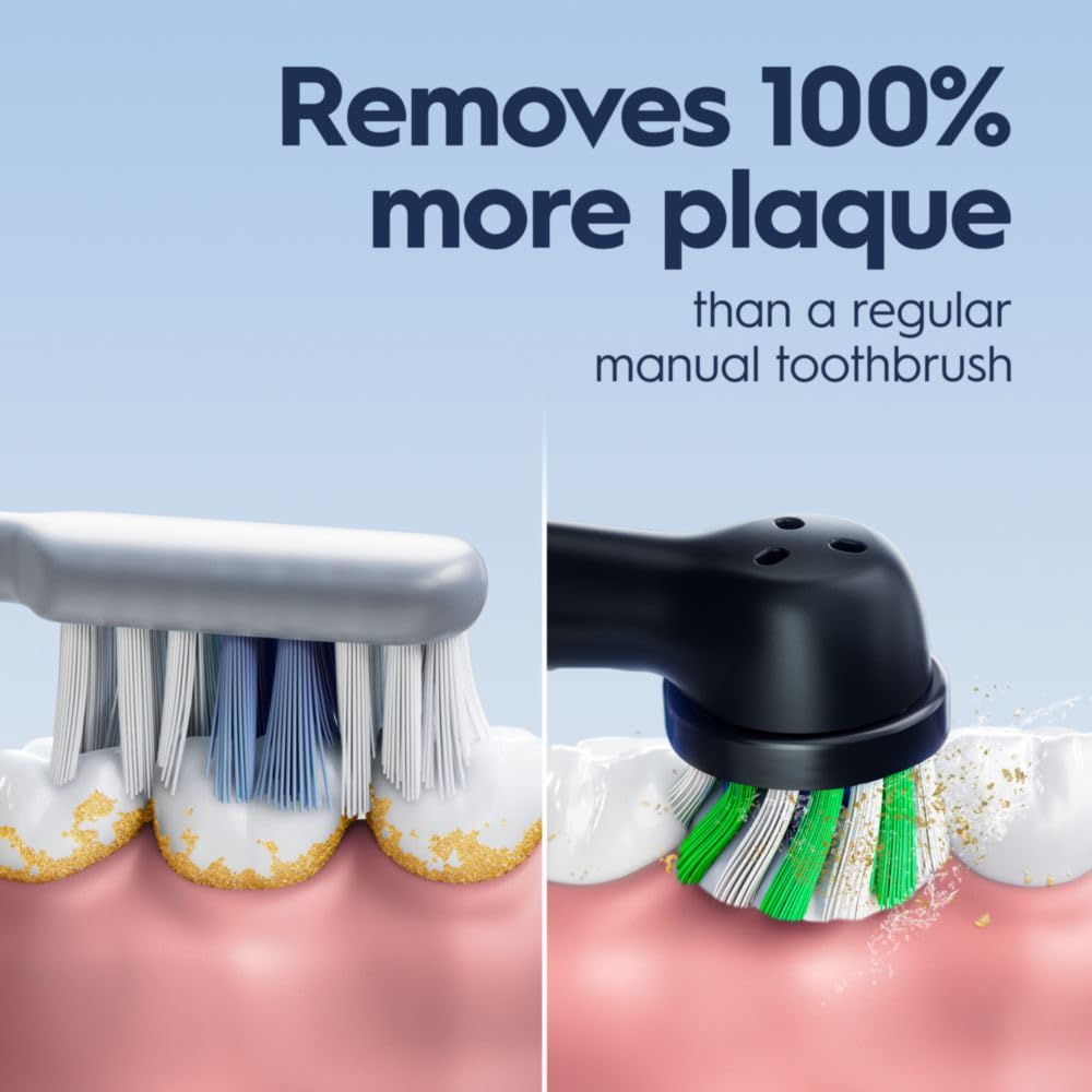 Black Oral-B Pro 1000 rechargeable electric toothbrush with ergonomic handle and oscillating brush head.