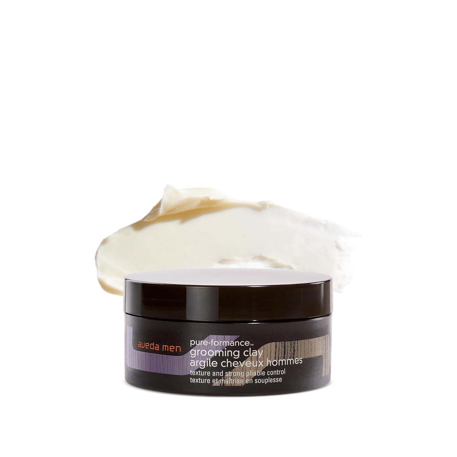 Aveda Men Pure-Formance Grooming Clay in 2.5 oz container, lightweight styling clay with strong pliable hold and matte finish.