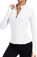 Rapbin Women's Full Zip Workout jackets Runing Slim Fit Athletic Tops With Thumb Holes