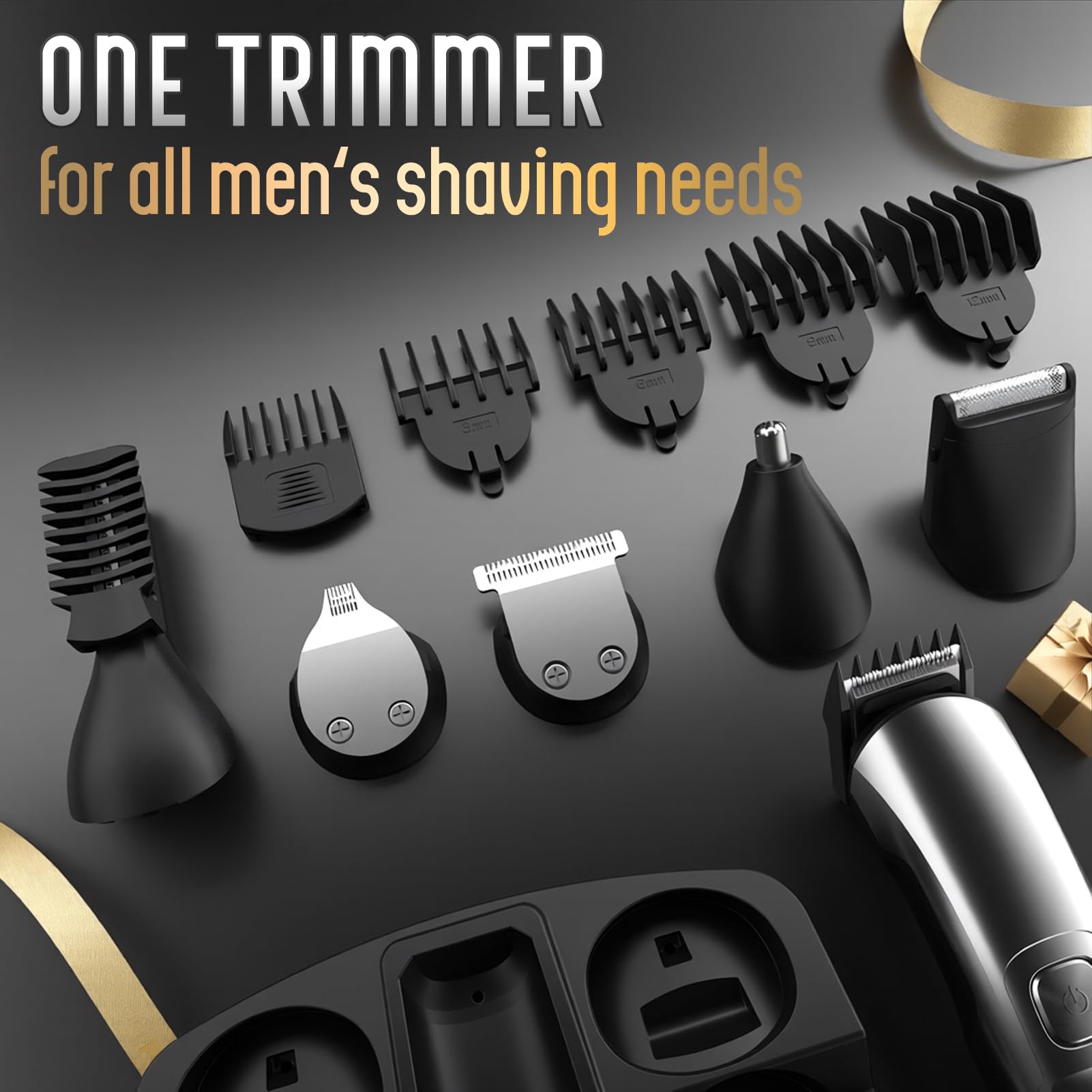 Old World Hub Ufree waterproof beard trimmer for men with multiple attachments, cordless electric shaver for nose, face, body, and mustache grooming