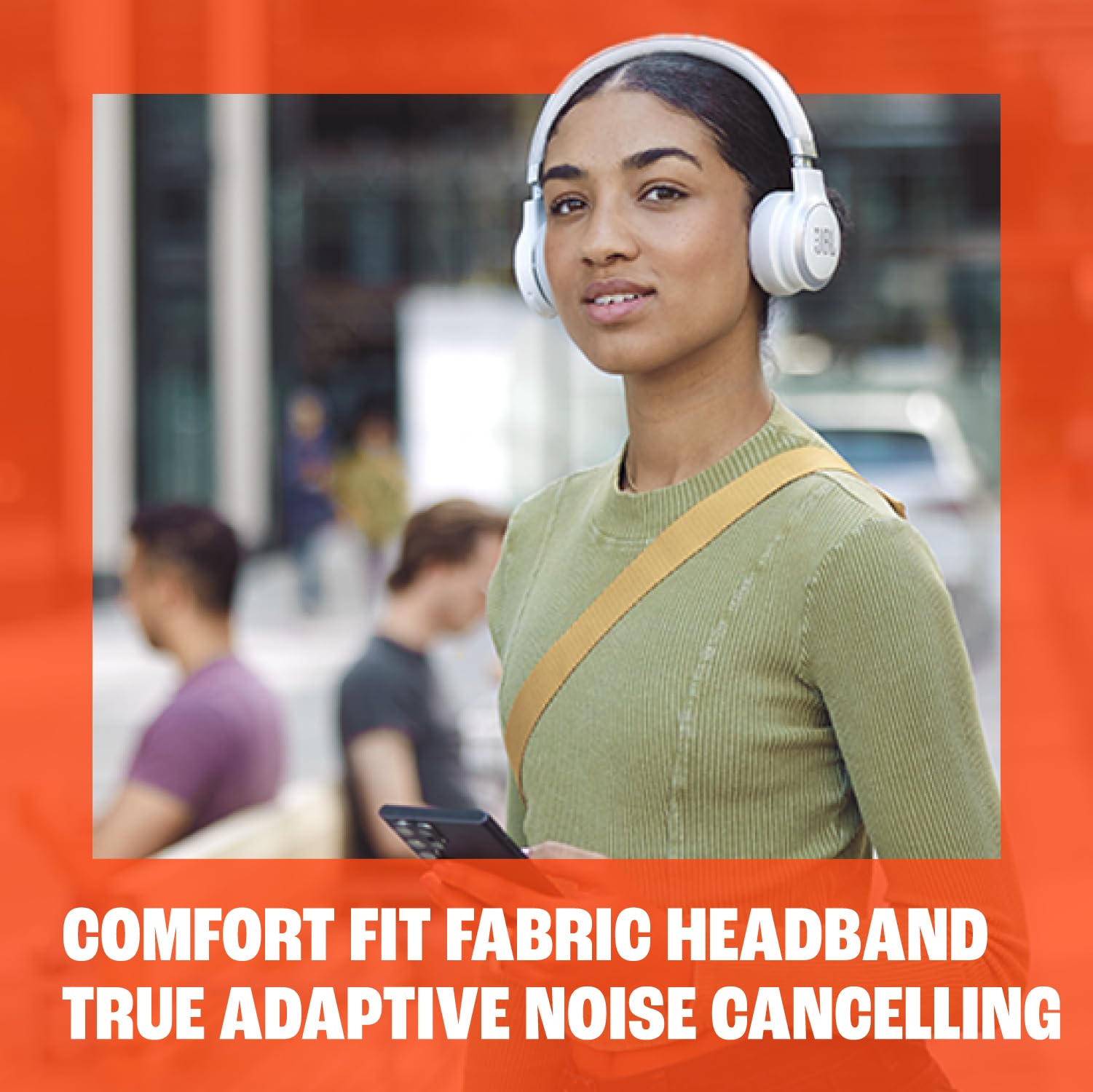 JBL Live 670NC wireless on-ear headphones in black with adaptive noise cancelling, foldable design, and up to 65-hour battery life