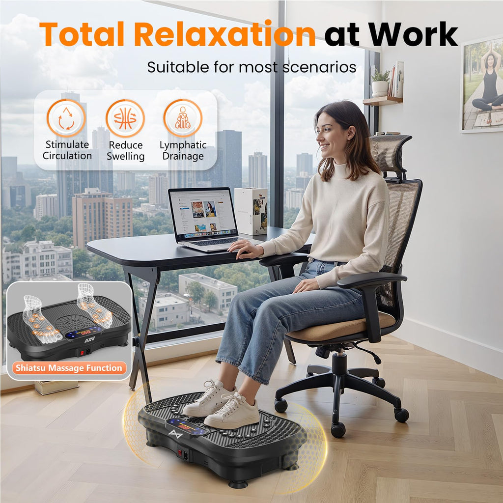 Old World Hub AXV Vibration Plate Fitness Machine for full-body workout, weight loss, and muscle toning at the gym.