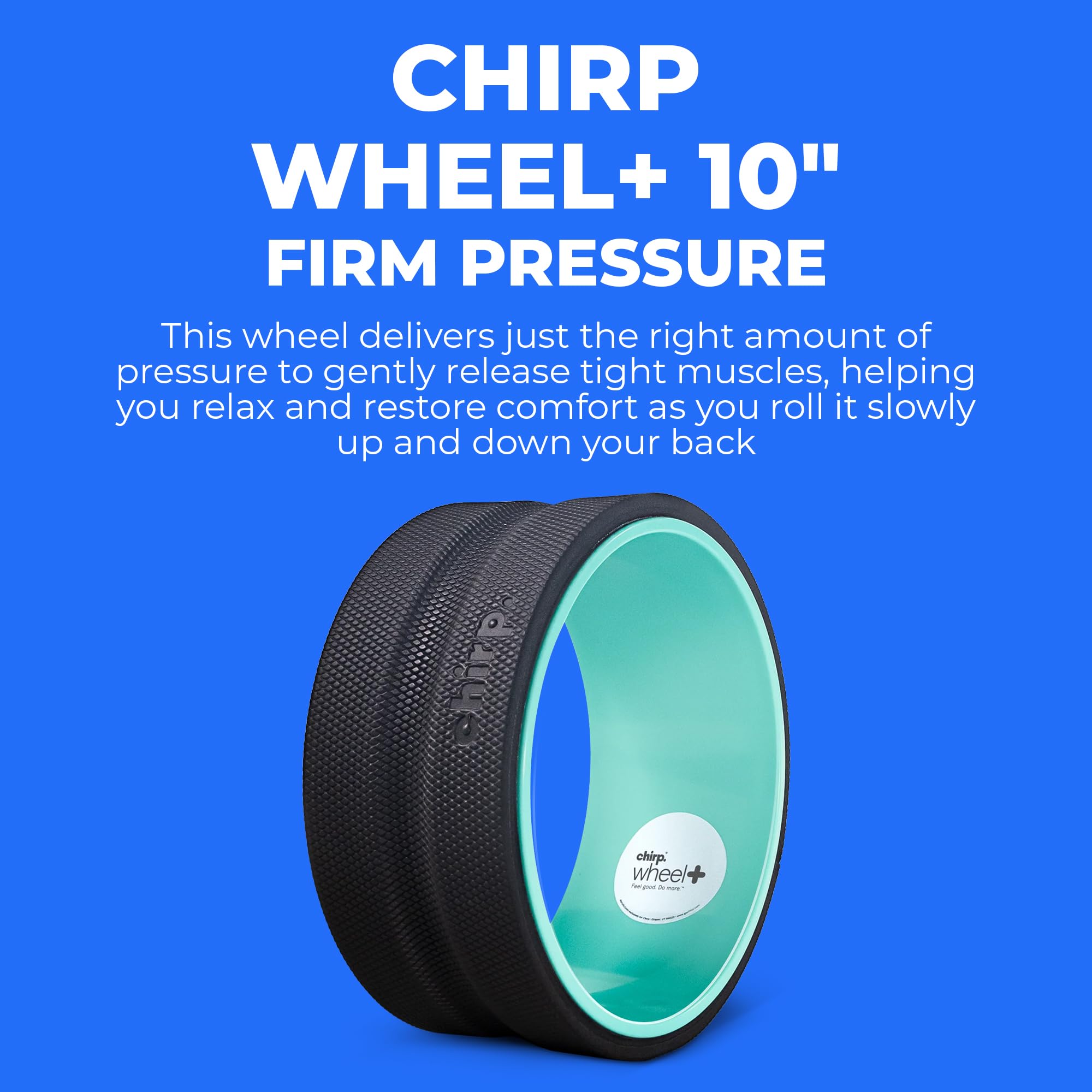 Mint green Chirp Wheel foam roller for back and neck pain relief, muscle massage, trigger point therapy, high-density foam, 10-inch size