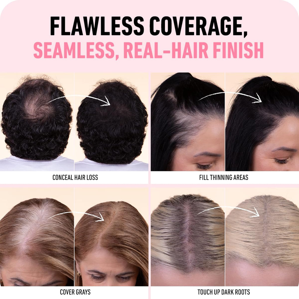 Old World Hub BOLDIFY Hairline Powder for root touch-up, gray coverage, bald spot concealing, dark brown hair color, stain-proof.