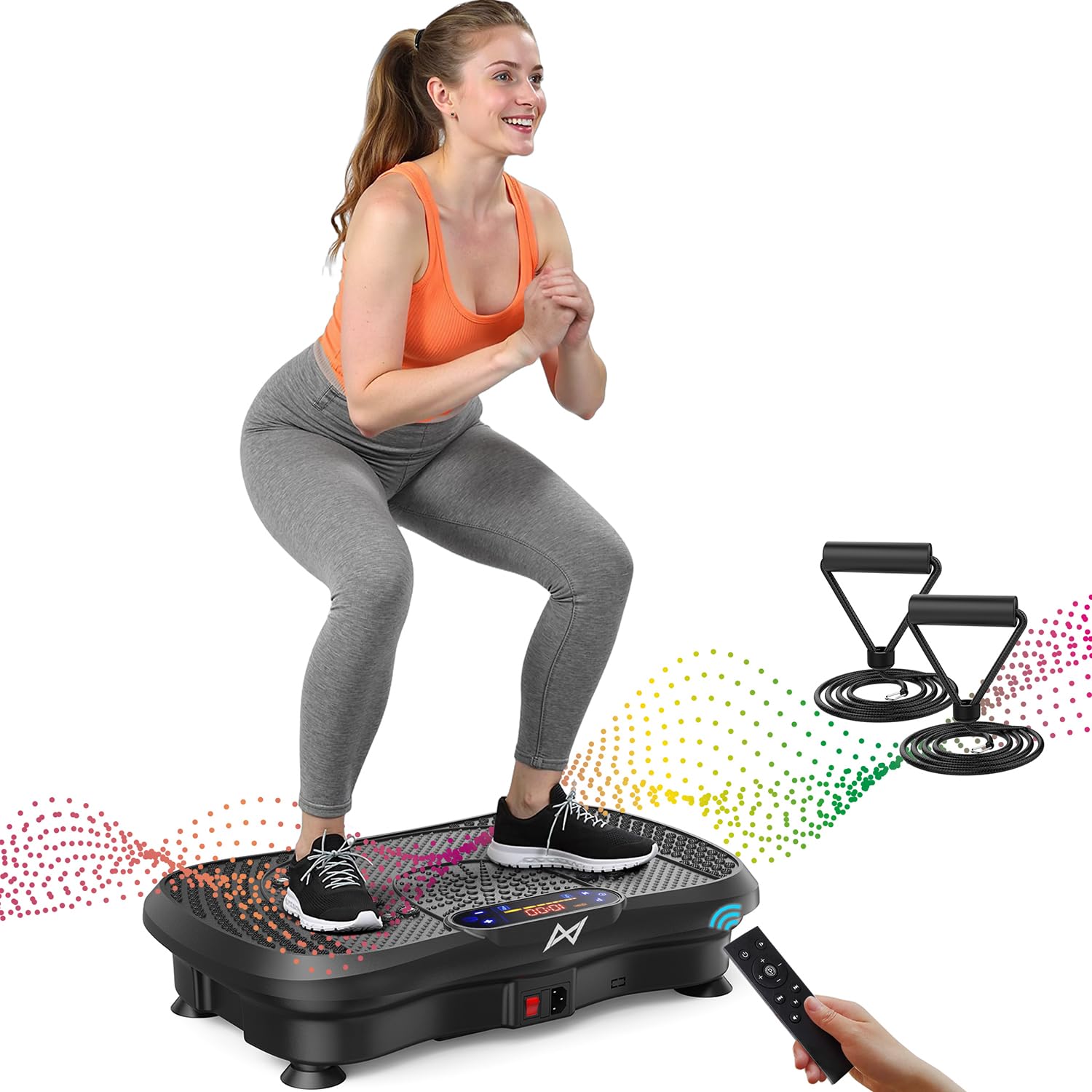 Old World Hub AXV Vibration Plate Fitness Machine with shaking platform for full-body workouts, weight loss, and muscle toning.