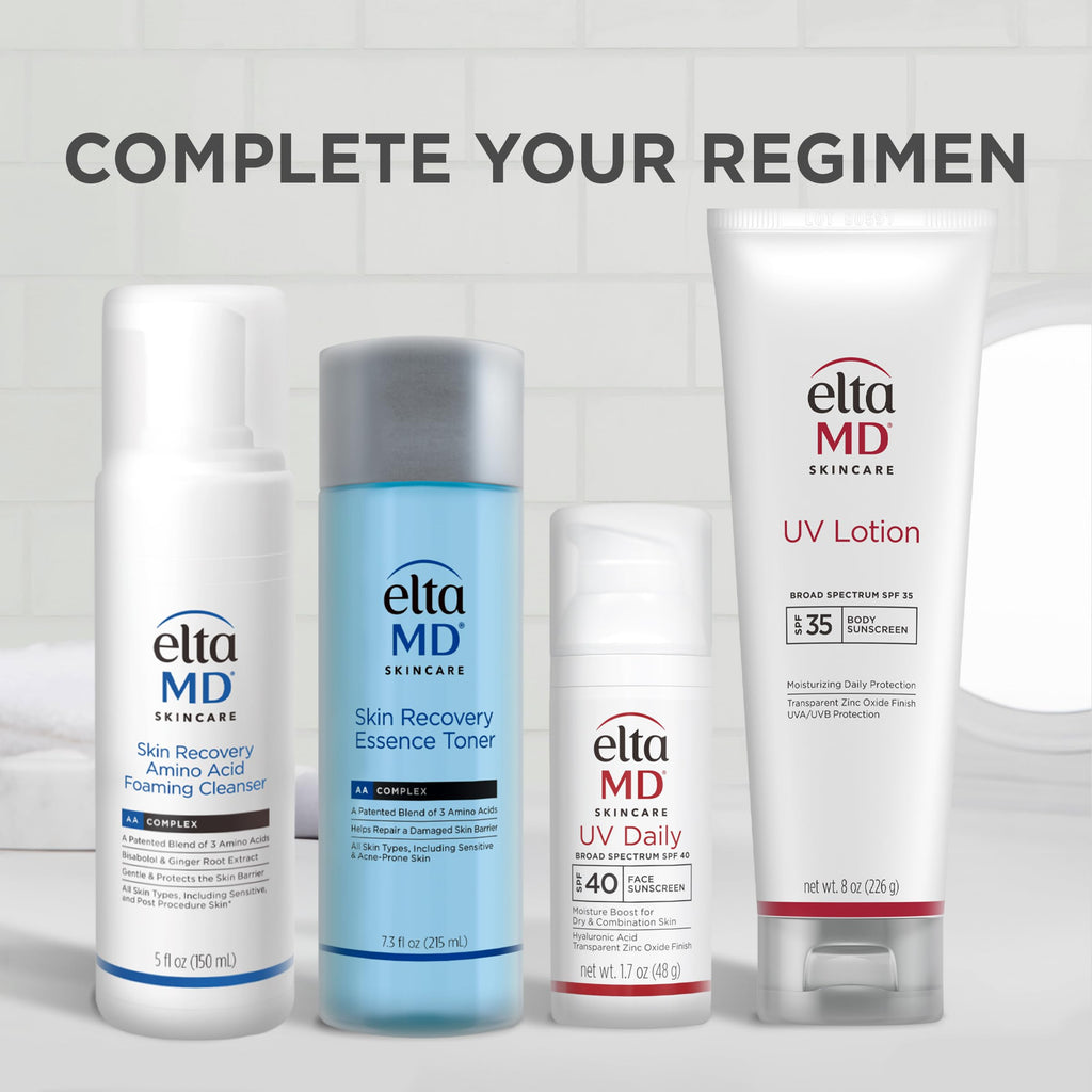 EltaMD UV Daily Face Sunscreen Moisturizer with Zinc Oxide, SPF, for dry, combination, and normal skin, in a white tube.