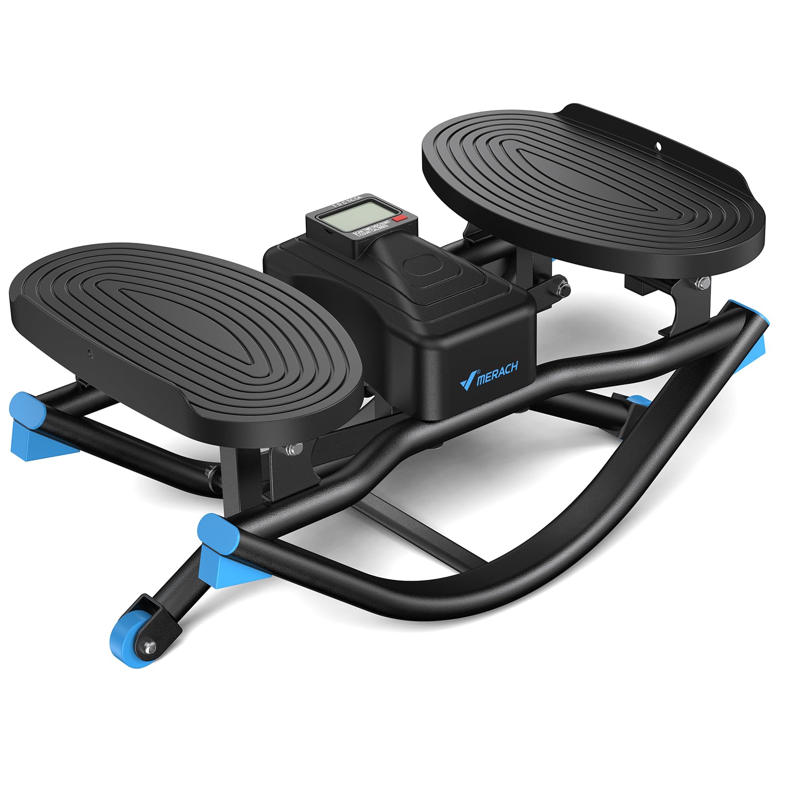 Merach 3D motion stair stepper with resistance bands and low-impact balance board for full-body home exercise, supports 330 lbs.