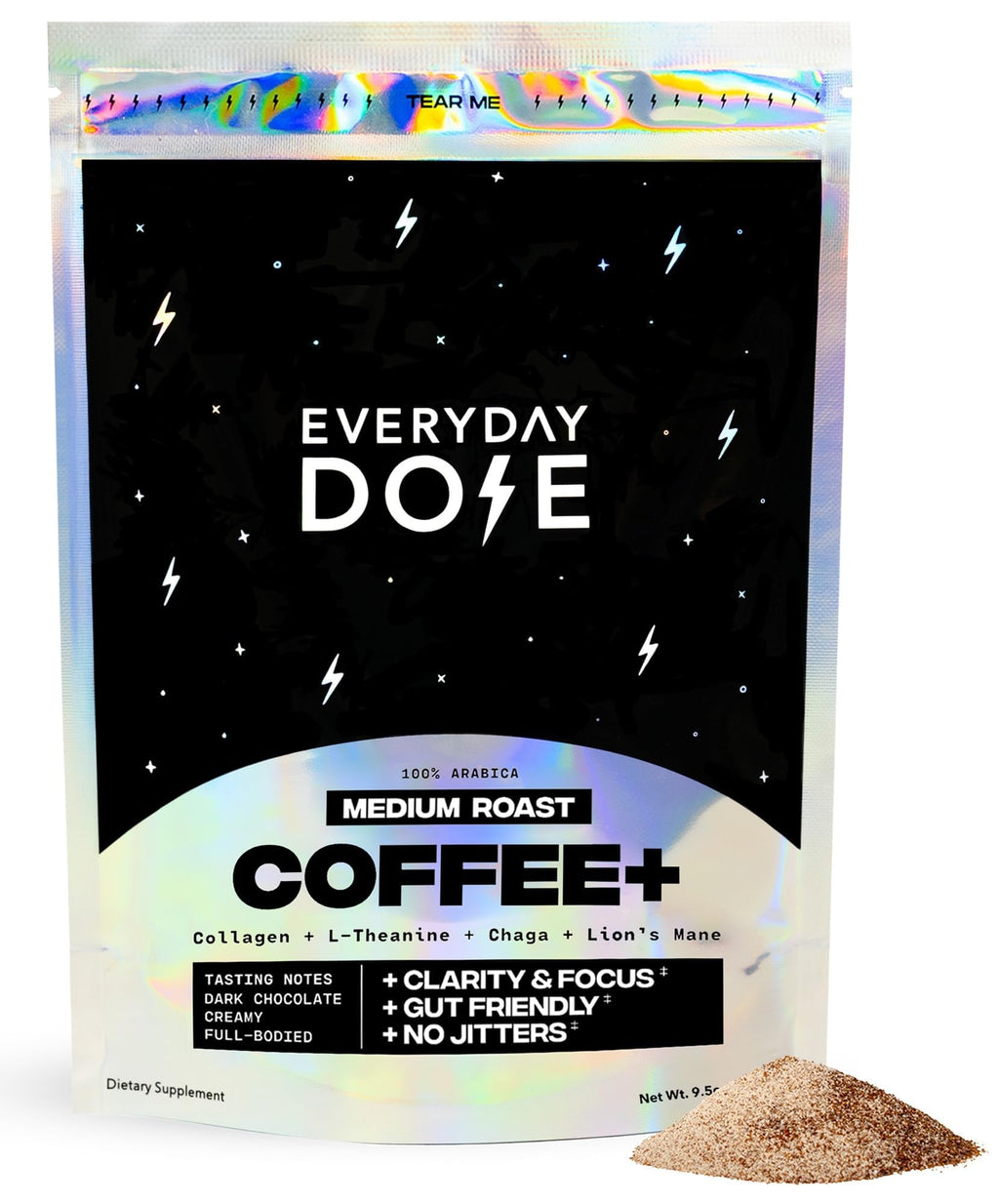 Old World Hub Everyday Dose Mushroom Coffee with collagen, Chaga, Lion’s Mane, and L-Theanine for focus, energy, and immunity.