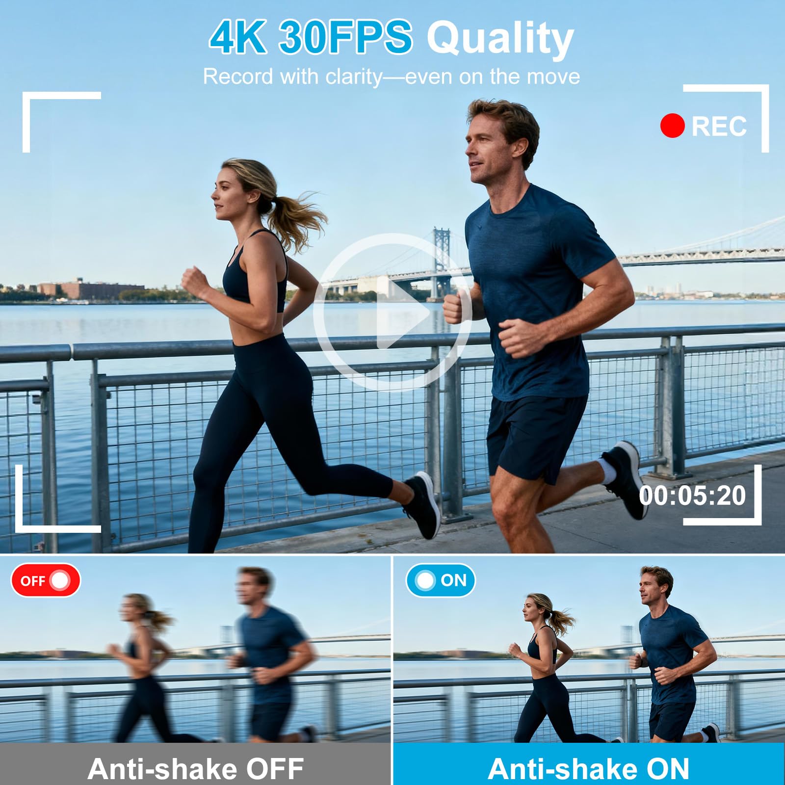 4K Digital Camera for Photography & Travel, 56MP Autofocus Vlogging Camera with 3" 180° Flip Screen, 16X Zoom, Compact Point and Shoot Camera for Beginners and Teens, 32GB Card Included