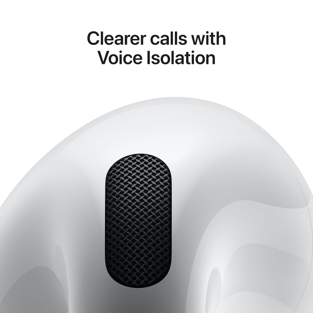 Apple AirPods 4 wireless earbuds with charging case, Bluetooth headphones, personalized spatial audio, sweat-resistant, and sleek design