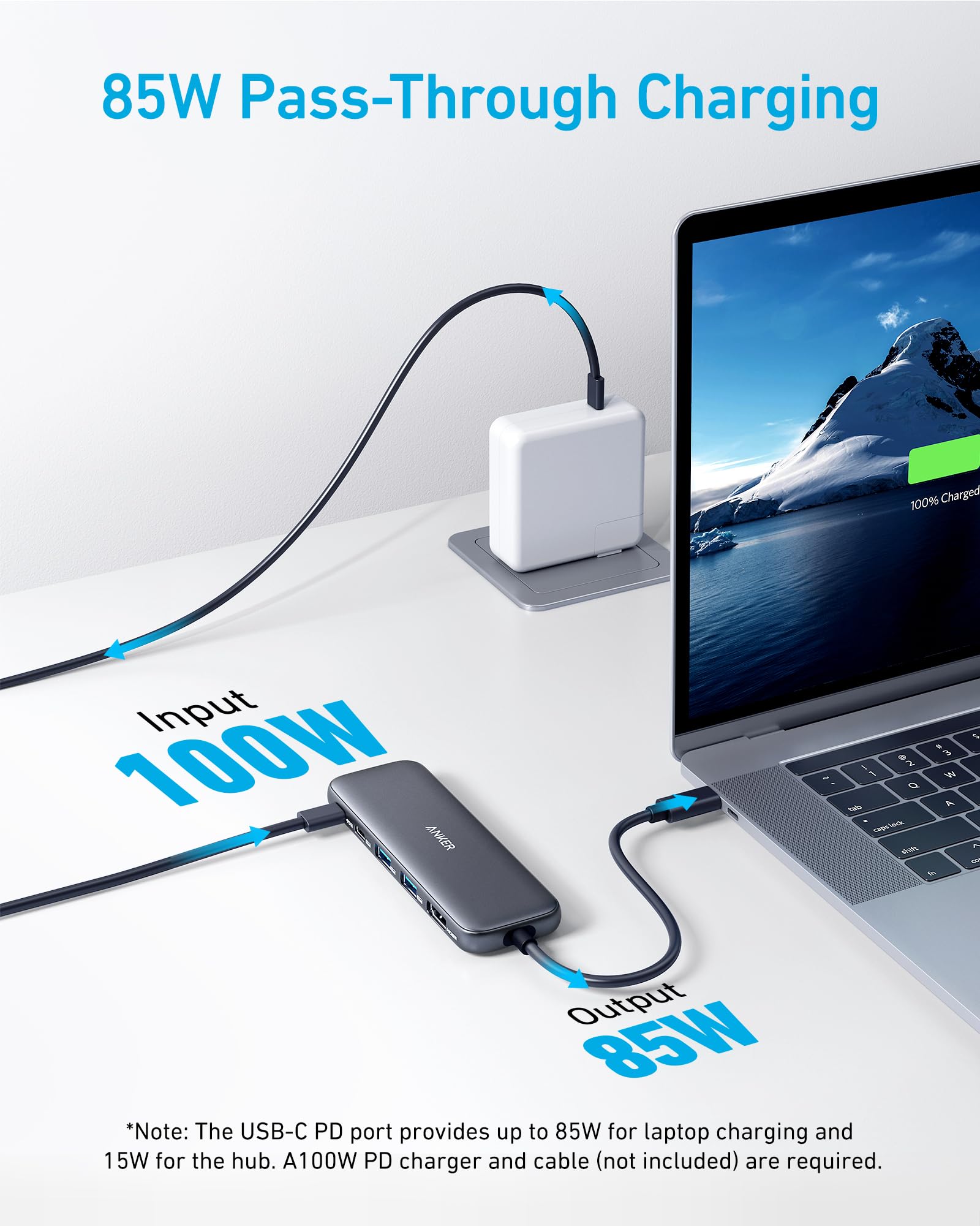 Anker 5-in-1 USB C Hub with HDMI 4K display port and USB-A data ports, compatible with MacBook Pro, Dell XPS, and more, in green.