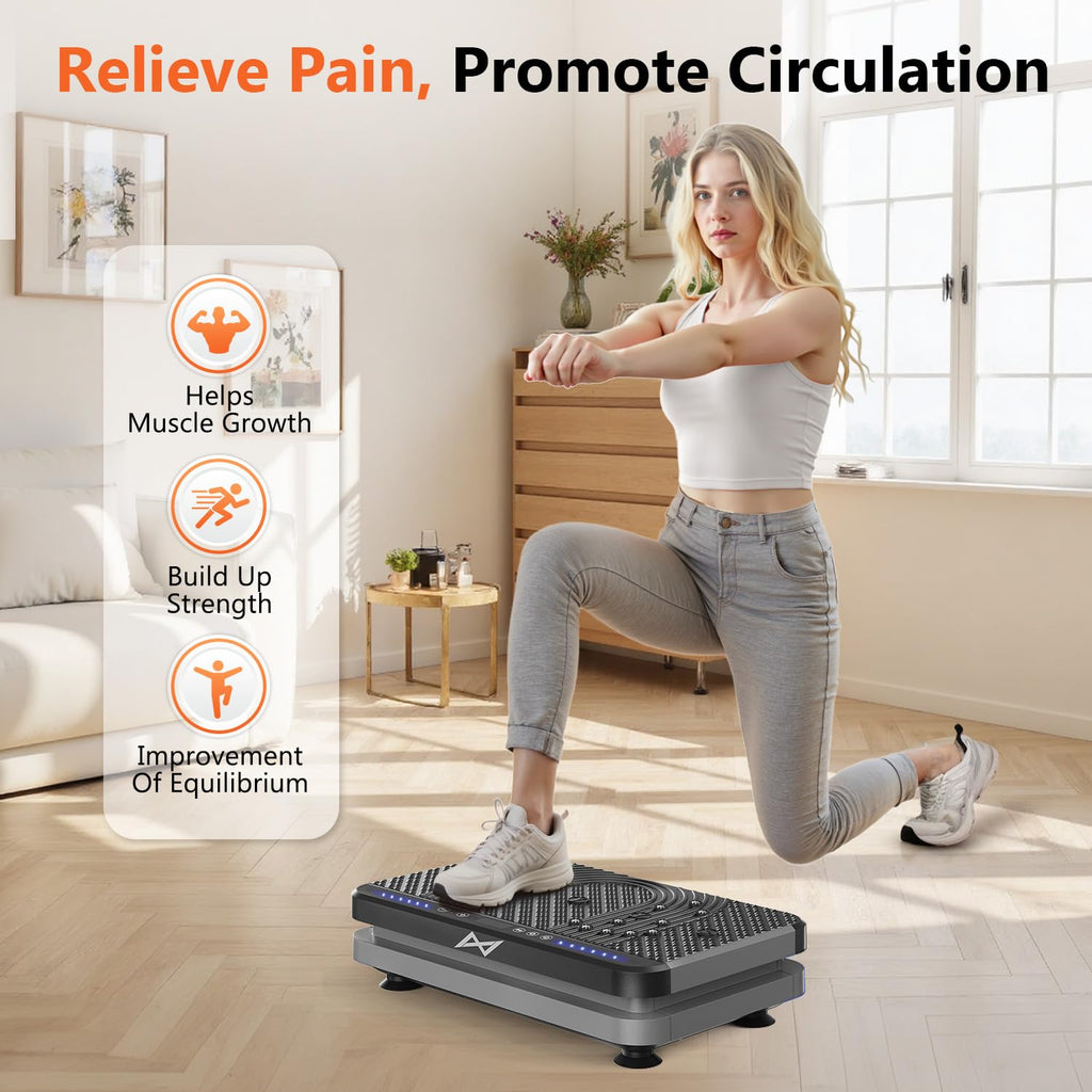 Old World Hub AXV vibration plate fitness machine for full-body workouts, shaking platform for weight loss and muscle toning.