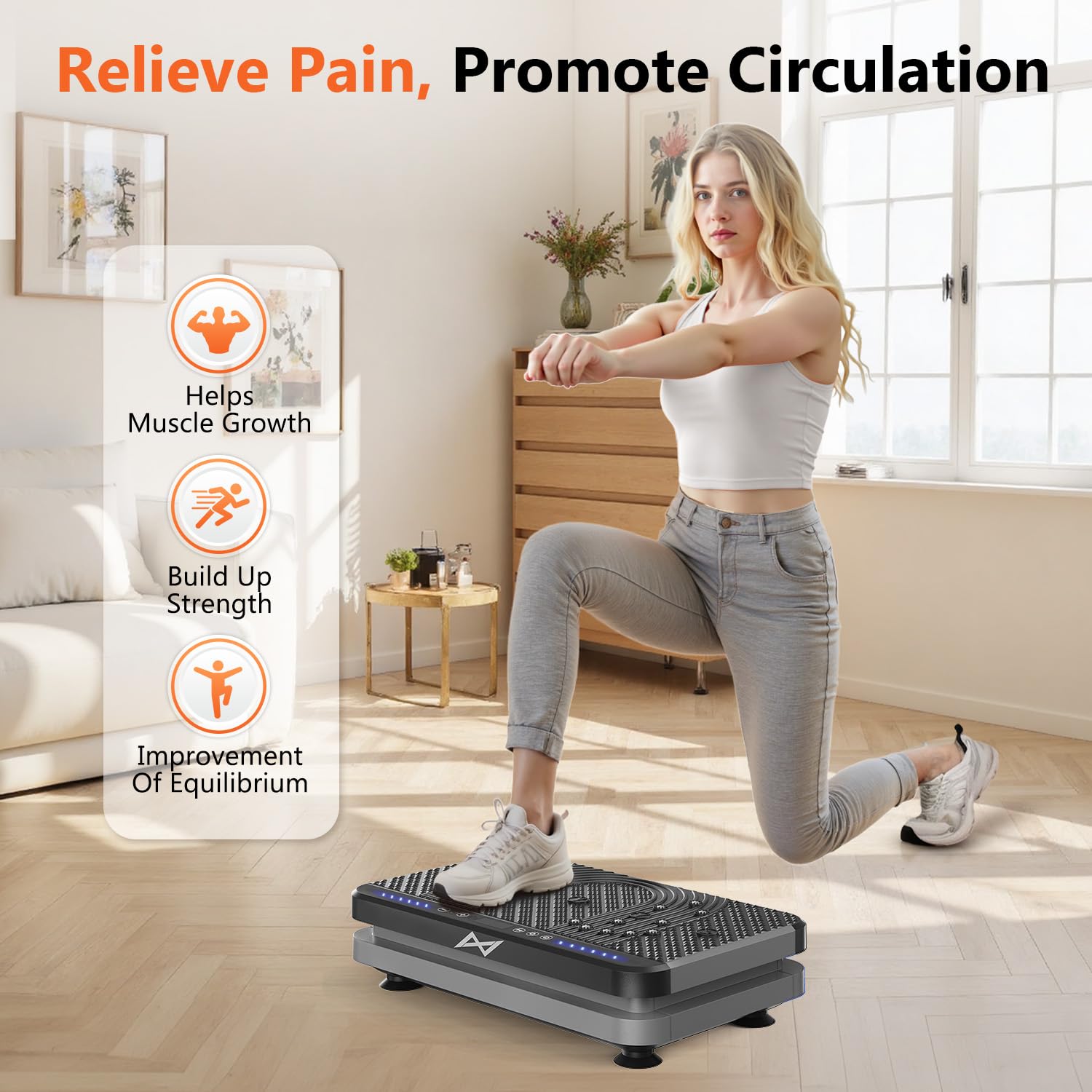 Old World Hub AXV vibration plate fitness machine for full-body workouts, shaking platform for weight loss and muscle toning.